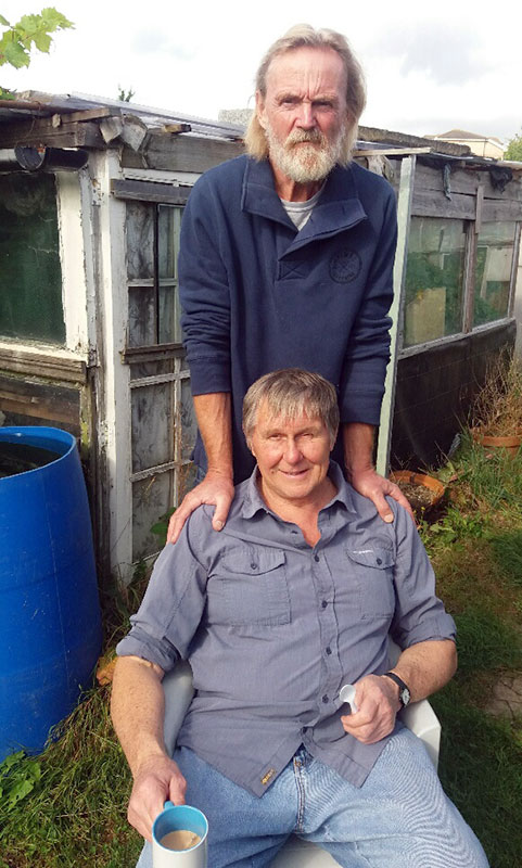 Photo of Jochen and Clive on the allotment